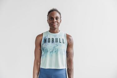 Nobull Muscle Women's Tank Tops Green Floral | Australia (NR8734)